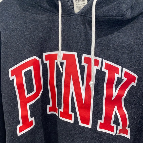 PINK logo grey cropped hoodie - Picture 2 of 4